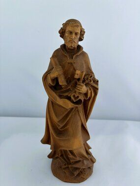 Vintage Oberammergau Hand Carved St. Peter Statue Oberammergau Germany